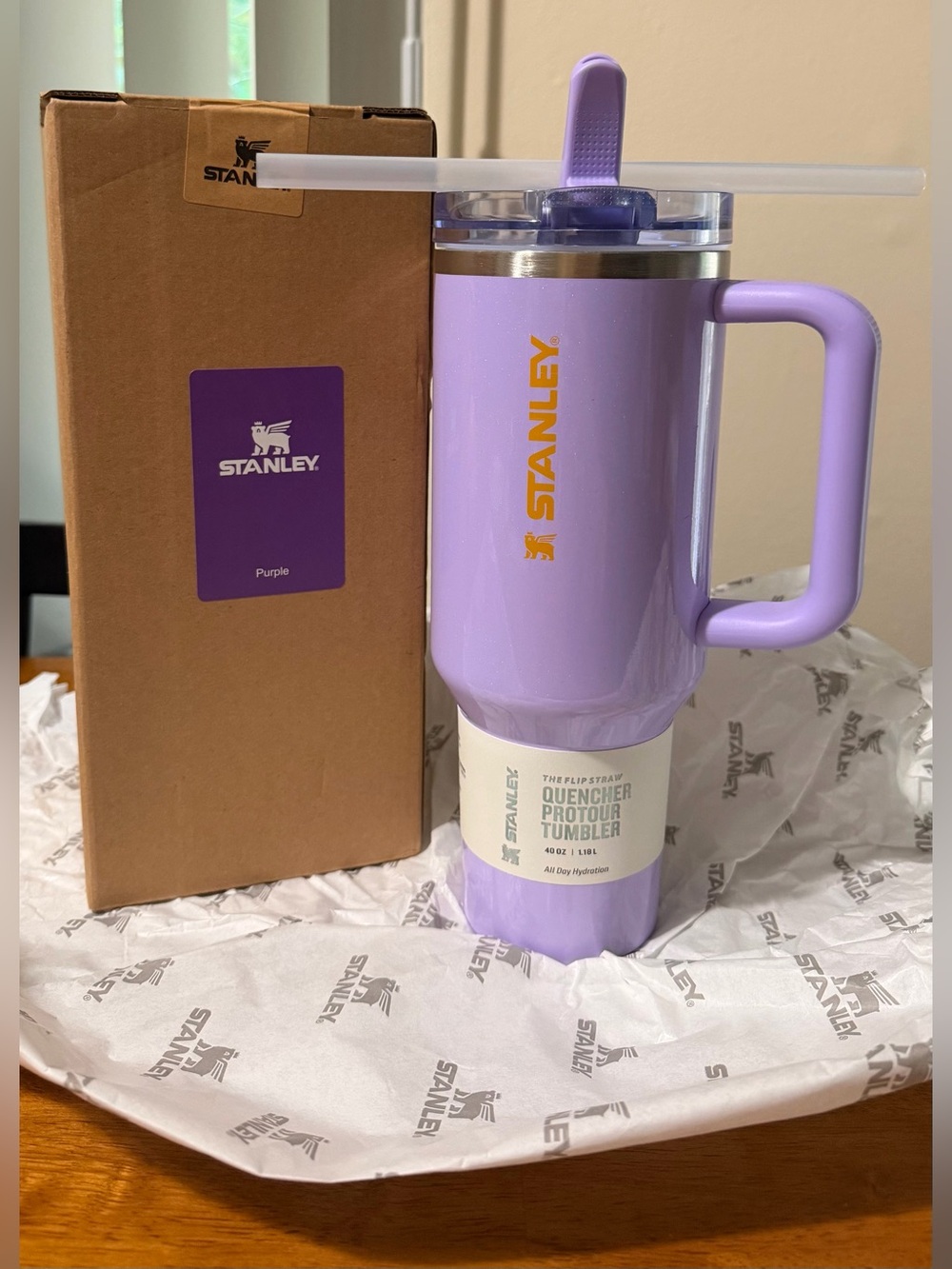 The Quencher ProTour Flip Straw 40 OZ -  Lilac Shimmer with Orange - NWT 💜🧡